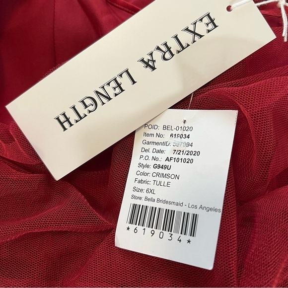 Amsale Red Crimson Maxi Tulle Overlay Formal Dress Crimson 6L Burgundy wedding - Picture 14 of 16